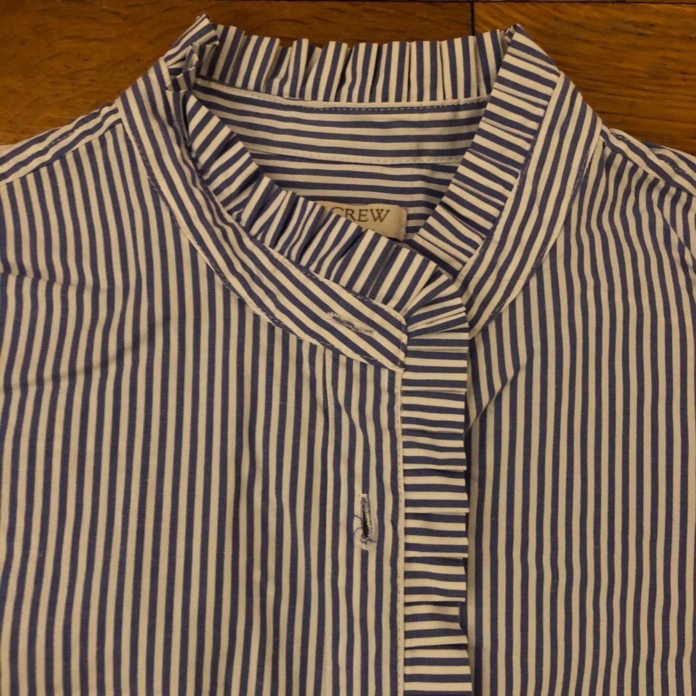 Jcrew Blue ruffled button down